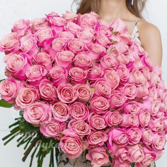 101 розовая роза (Premium) 60 см