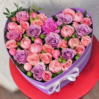 Коробка с розами ко дню влюбленных